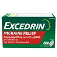 thumbnail interactive-video image 1 of Excedrin Migraine Relief, Acetaminophen 250mg, Aspirin 250mg, Caffeine 65mg, Pain Reliever Caplets for Headache Relief, 200 Count, 1 of 10