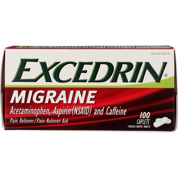 Excedrin Migraine Migraine Pain Reliever Caplets 100 Each