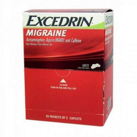 Excedrin Migraine Relief Acetaminophen, Aspirin, Caffeine Caplets, 25 Pks of 2
