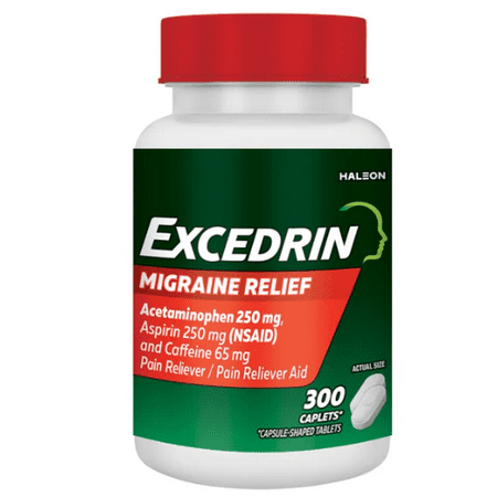2 Pack Excedrin Migraine for Migraine Relief, 300 Caplets each | Relieves Pain, Nausea and Sensitivity to Light and Sound