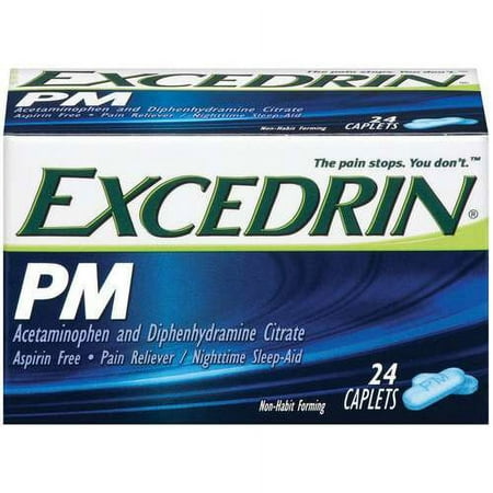 Excedrin PM: PM Caplets Pain Reliever/Nighttime Sleep-Aid, 24 Ct