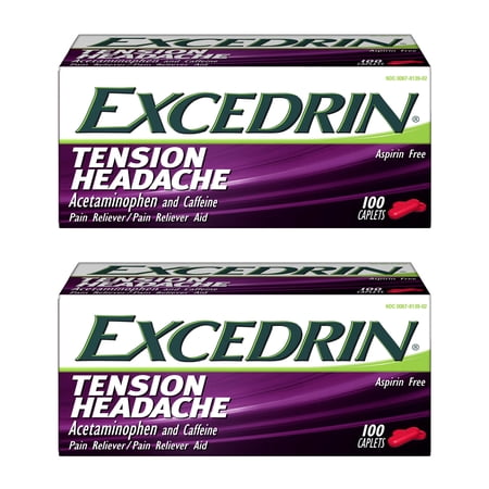 Excedrin Tension Headache Caplets, 100 ea (Pack of 2)