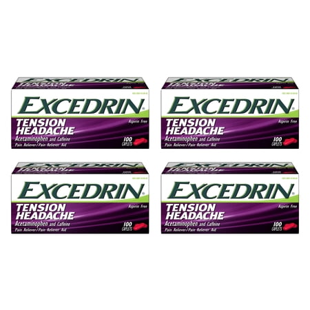 Excedrin Tension Headache Caplets, 100 ea (Pack of 4)
