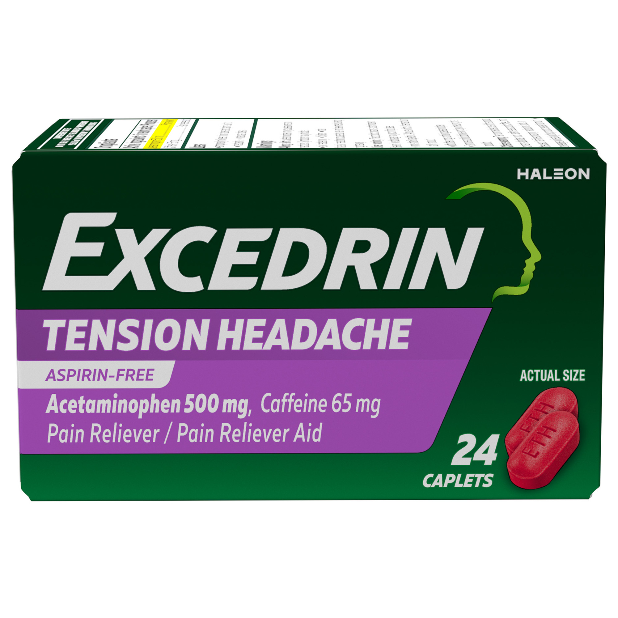 Excedrin Tension Headache Relief Acetaminophen and Caffeine Caplets, 24 Count - image 1 of 11
