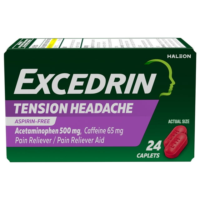 Excedrin Tension Headache Relief Acetaminophen and Caffeine Caplets, 24 Count