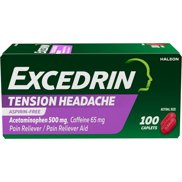 Excedrin Tension Headache Relief Caplets Without Aspirin for Head, Neck