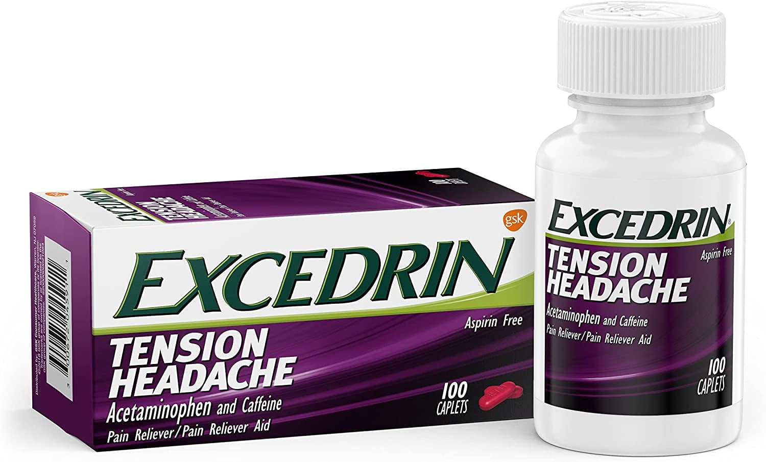 Excedrin Tension Headache Relief Caplets Without Aspirin for Head, Neck