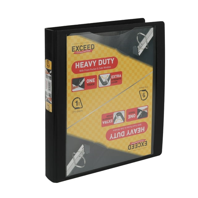 Exceed 1.5 inch Heavy Duty Binder, Black, Slant DRing