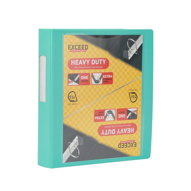 Exceed 1.5 inch Heavy Duty Binder, Slant Ring, Teal