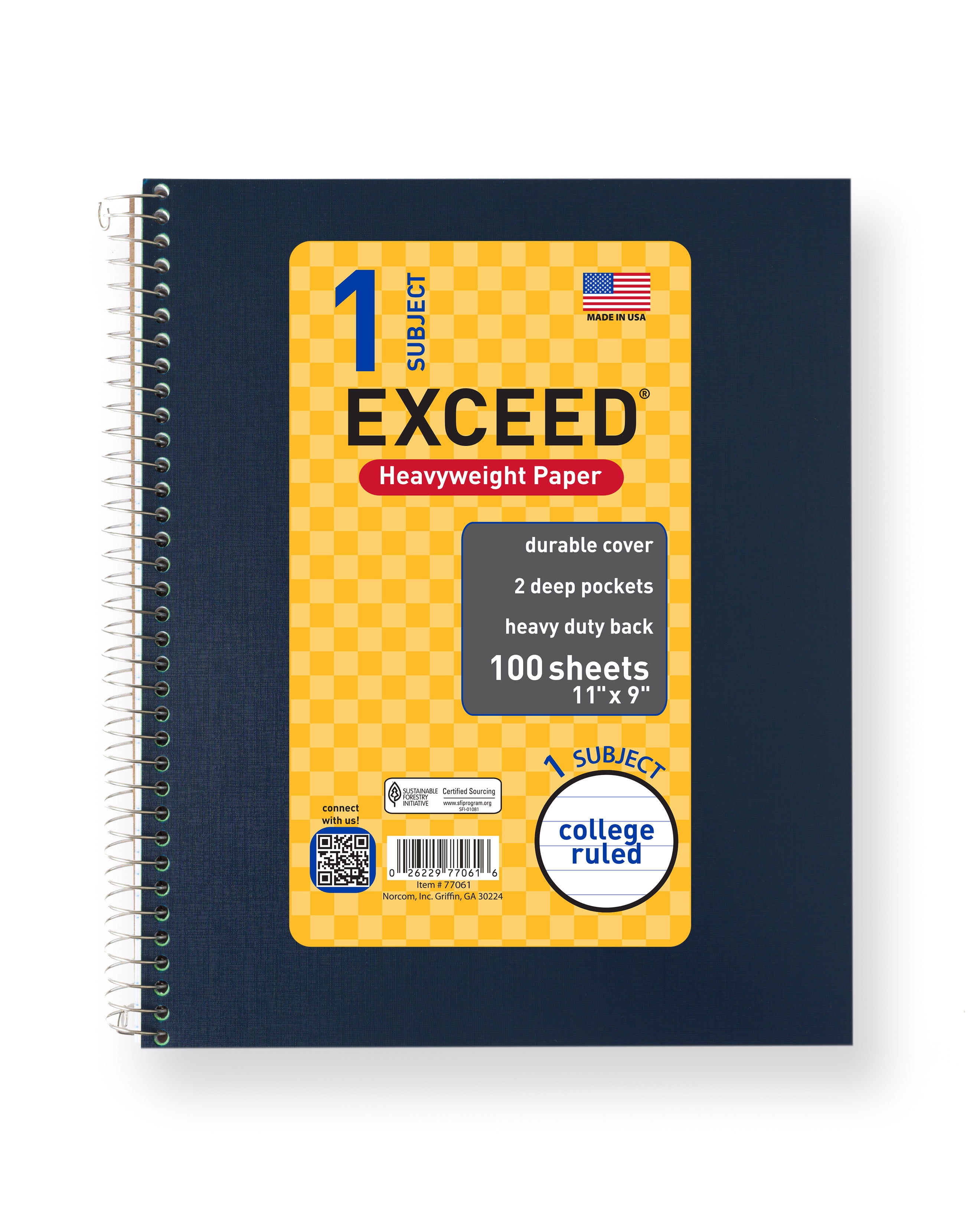 Exceed 1 Subject 100 Count Notebook, Blue Cove, 11" x 9", College Ruled