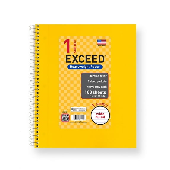 Exceed 1 Sub 100ct Notebook, Yellow Mustard , 10.5 x 8.5 WR