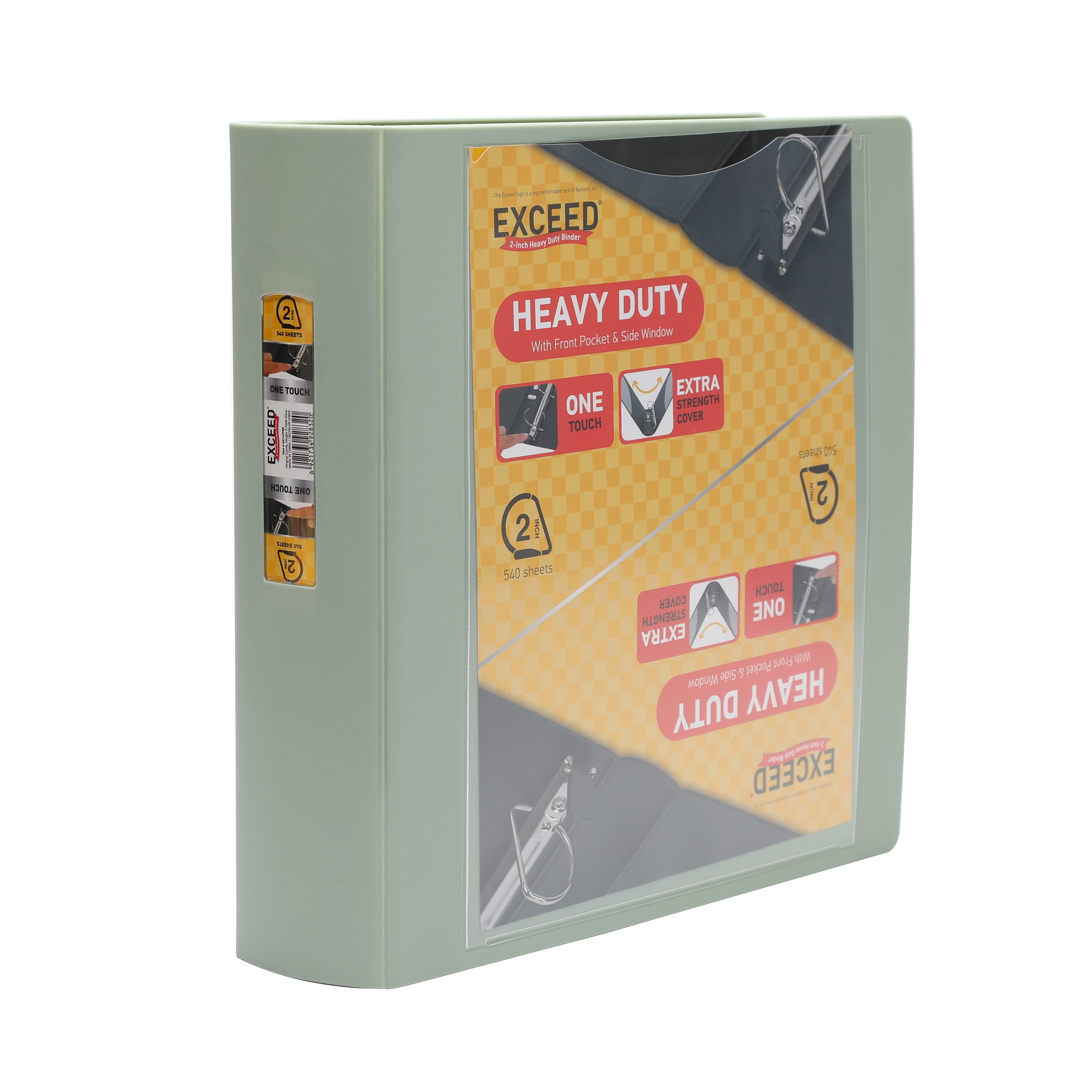 Exceed 2 inch Heavy Duty Binder, 3 Slant D Ring, Green River