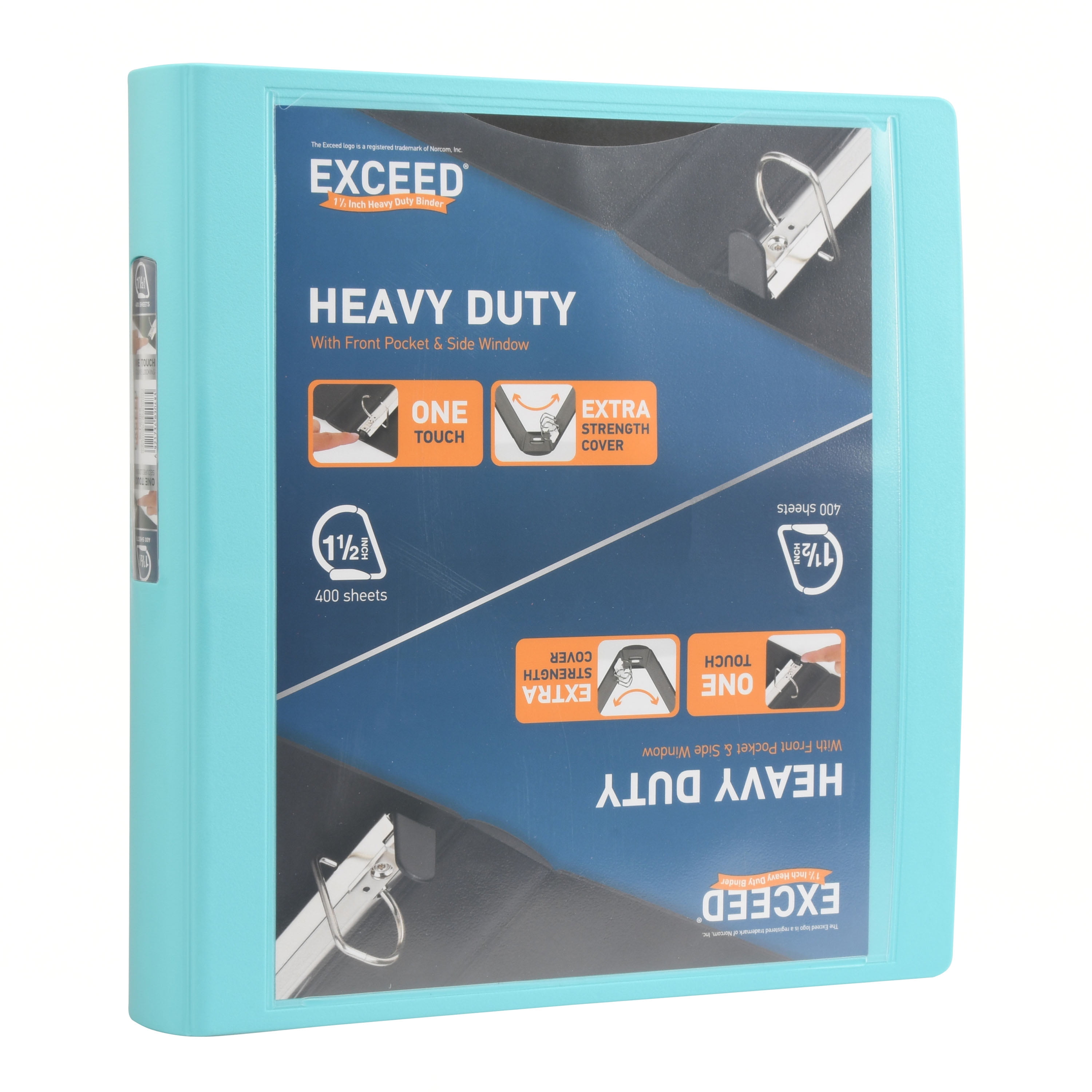 Exceed 3Ring HeavyDuty Binder, 1.5" Teal, Slant Ring