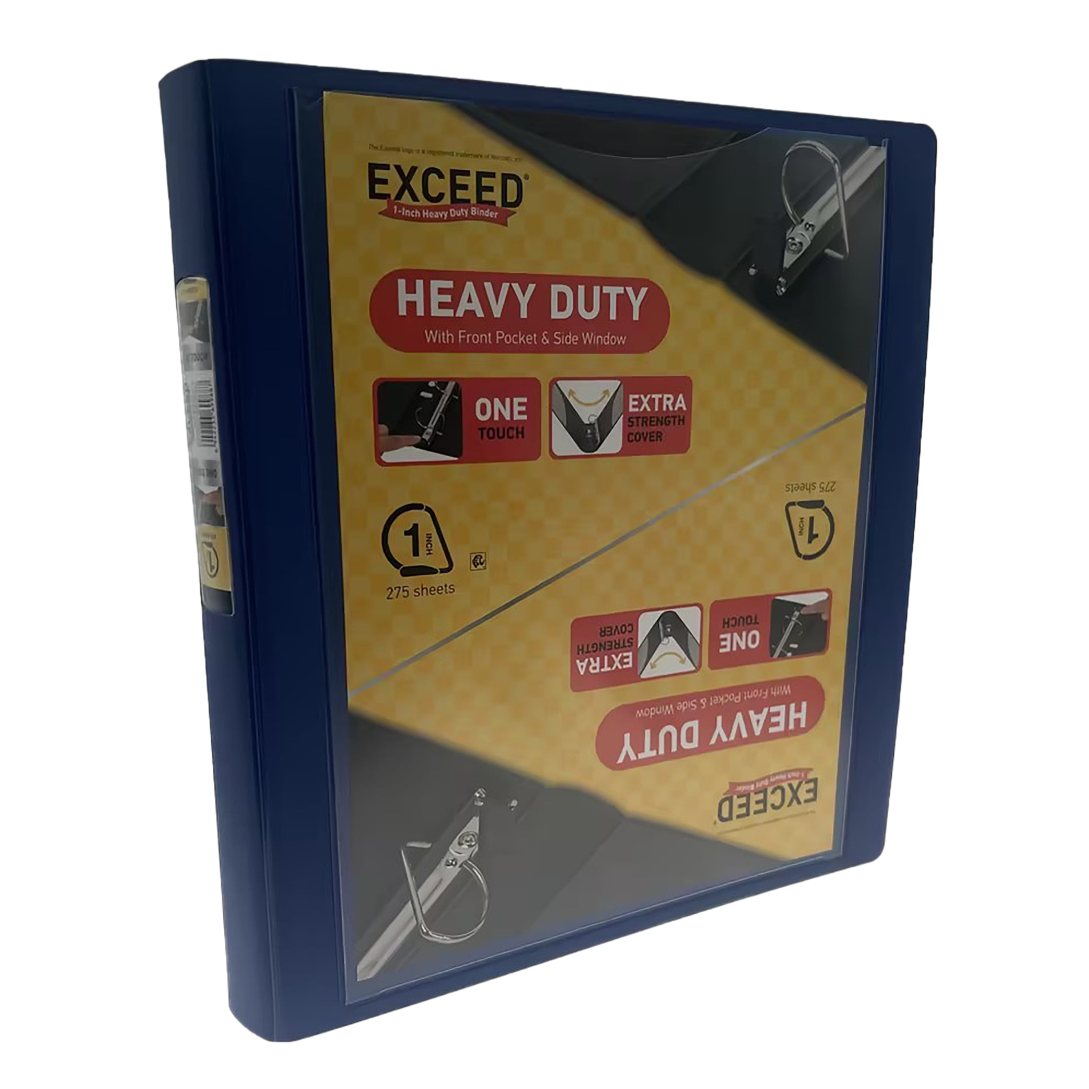 Exceed 3Ring Heavy Duty Binder, 1 Inch, Washed Indigo, Slant DRing