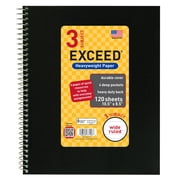 Exceed 3 Subject Black Notebook, 10.5" x 8.5", Wide Ruled, 120 Count