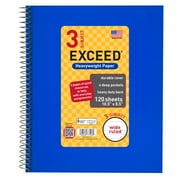 Exceed 3 Subject Blue Notebook, 10.5" x 8.5", Wide Ruled, 120 Count