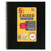 Exceed 5 Subject Black Notebook, 10.5" x 8.5", Wide Ruled, 160 Count