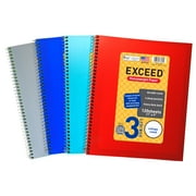 Exceed Spiral Notebook, College Ruled, 3 Subject, 120 Sheets, 9" x 11", Color Choice Will Vary, 77693