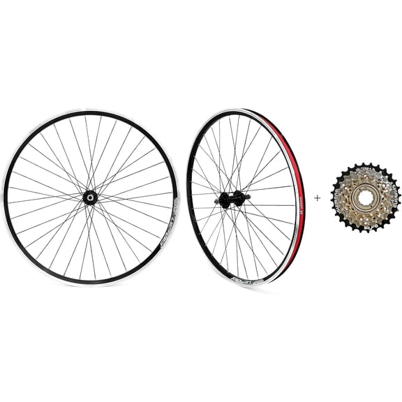 Exceedhub 26" Mountain Bike Wheelset, Quick Release MTB Bicycle Double Wall Rims MTB Wheel Set, Ultralight Aluminum Alloy 32H Bike Wheels Compatible MF-TZ500-6/7 Speed Freewheel