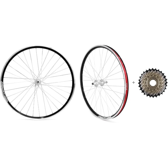 Exceedhub 26" Mountain Bike Wheelset, Quick Release MTB Bicycle Double Wall Rims MTB Wheel Set, Ultralight Aluminum Alloy 32H Bike Wheels Compatible MF-TZ500-6/7 Speed Freewheel