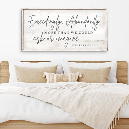 Exceedingly Abundantly Faith Sign Ephesians 320 Bible Verse Wall Art Rustic Christian Sign Inspirational Decor Scripture Wall Art