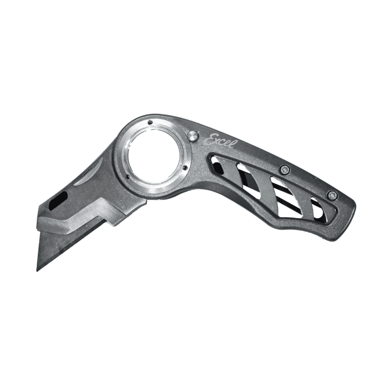 Gray Aluminum Folding Utility Knife with Quick Change Blades