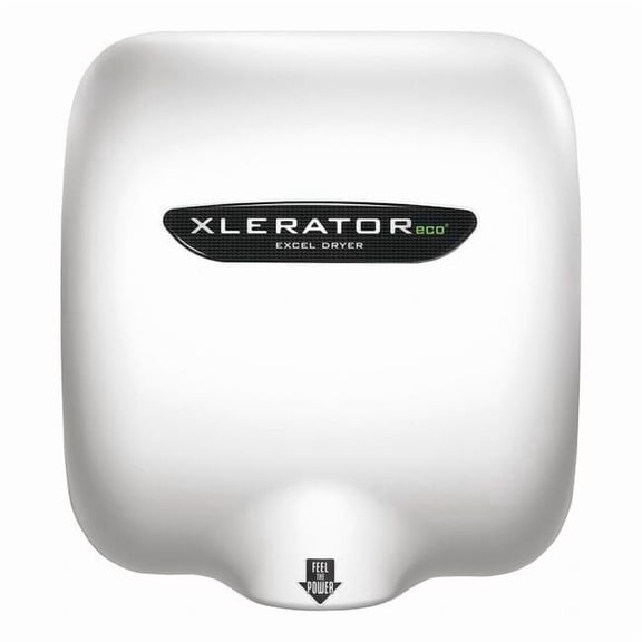 Xlerator Eco Automatic Hand Dryer, 10 Sec Dry Time, 65-75 dBA, 110-120 VAC, White BMC Cover, Smooth