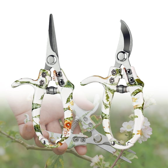 Excel Garden&Home Hand Pruners - Sharp Bypass Stainless Steel Blade, Easy Safety Lock, Lightweight Pruning Shears for Rose Shrubs, Rust Resistant Garden Tools with Reusable Holster (Sage, 2-Pack)