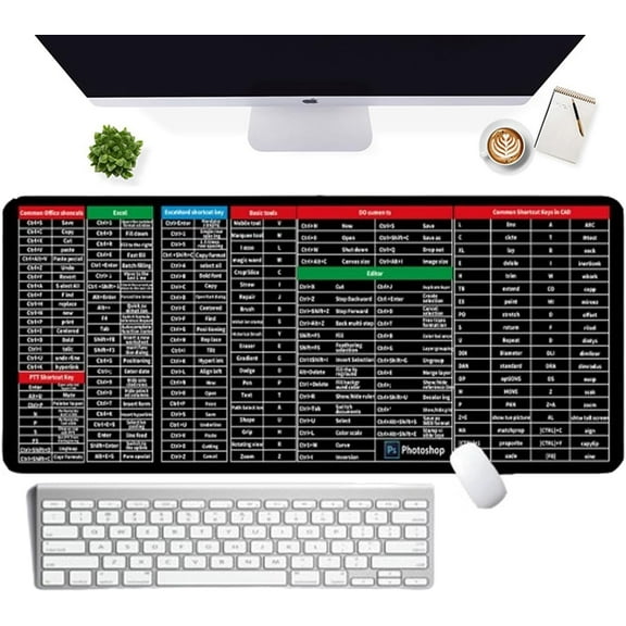 Excel Keyboard Shortcut Mouse Pad, Excel Cheat Sheet Desk Pad, Excel Shortcuts Mousepad, Excel Shortcut Mat, Mouse Pad with Excel Formulas, Excel Desk Mat for Desktop 15.8 * 35.5in
