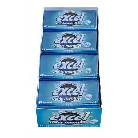 Excel Mints Peppermint, 34gm Tin, 8 Count (Imported from Canada)