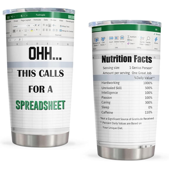 Excel Mug - Accountant Gifts for Women/Men, Funny Spreadsheet Mug, 20oz Tumbler