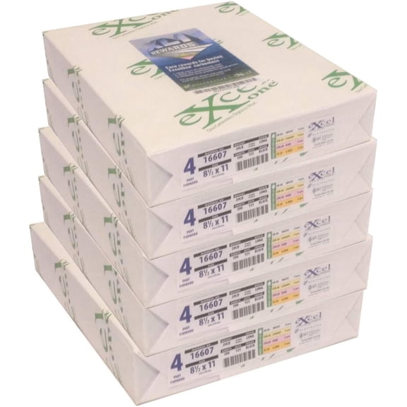 Excel One (16607) Carbonless Paper, 8.5 x 11, 20 lb, 4-Part Forward (White/Canary/Pink/Goldenrod) - Five (5) Reams (625 Sets)$$Office