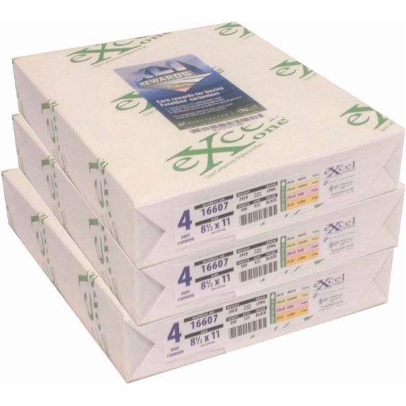 Excel One (16607) Carbonless Paper, 8.5 x 11, 20 lb, 4-Part Forward (White/Canary/Pink/Goldenrod) - Three (3) Reams (375 Sets)$$Office