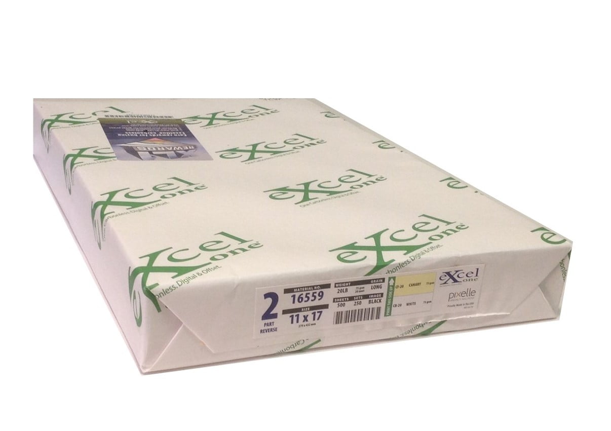 Excel One Carbonless 2-Part Reverse Paper (Canary/White), 11" x 17" (16559) - One (1) Ream (250 Sets)