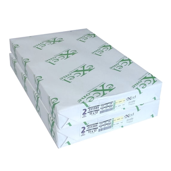 Excel One™ Carbonless 2-Part Reverse Paper (Canary/White), 11" x 17" (231584), 250 Sets Per Ream - Two (2) Reams (500 Sets)