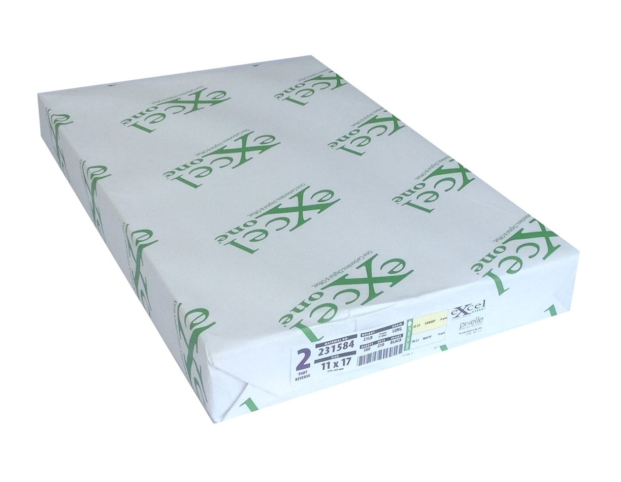 Excel One™ Carbonless 2-Part Reverse Paper (Canary/White), 11" x 17" (231584) - One (1) Ream (250 Sets)
