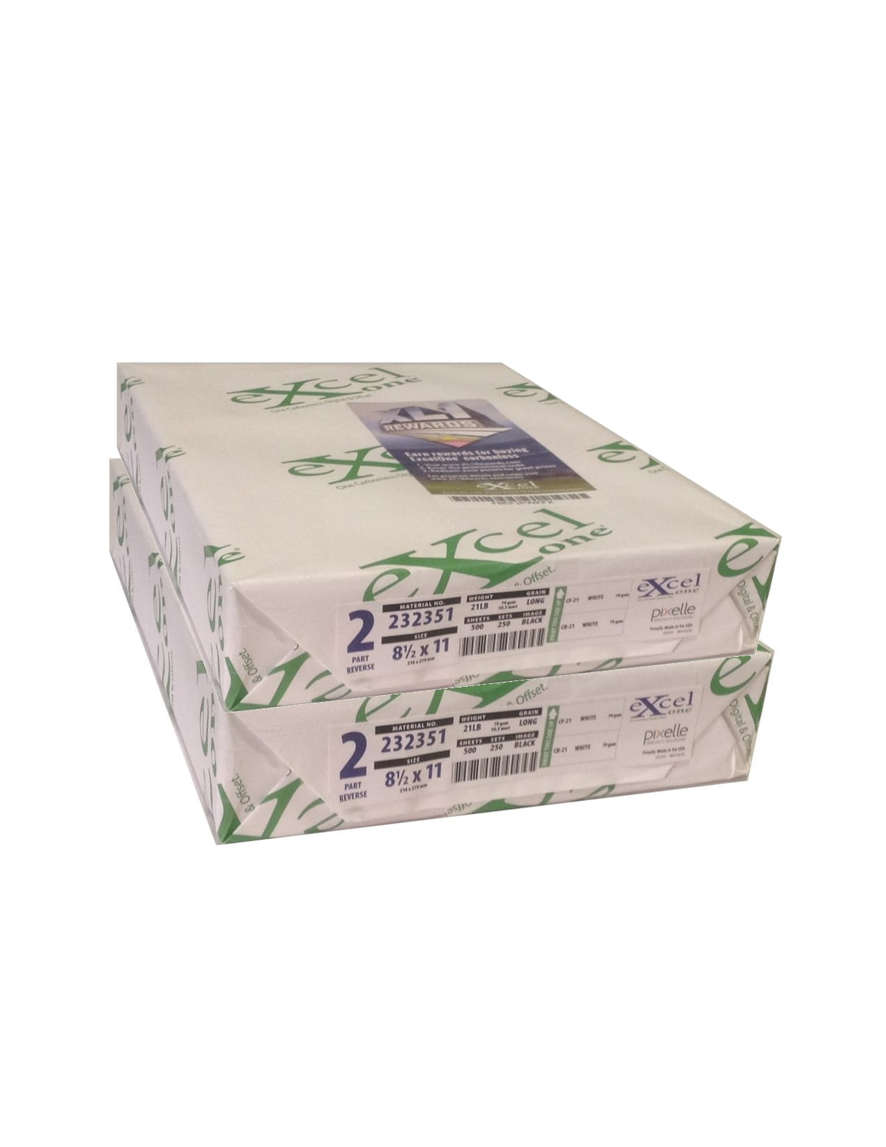 Excel One™ Carbonless 2-Part Reverse Paper (White/White), 8.5" x 11" (232351), 250 Sets Per Ream - Two (2) Reams (500 Sets)