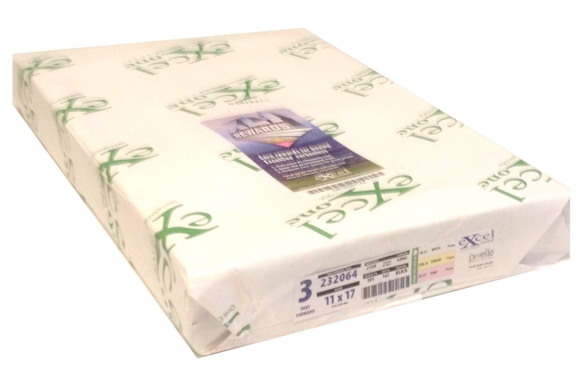 Excel One Carbonless 3-Part Forward Paper (White/Canary/Pink), 11" x 17" (232064) - One (1) Ream (167 Sets/501 Sheets)