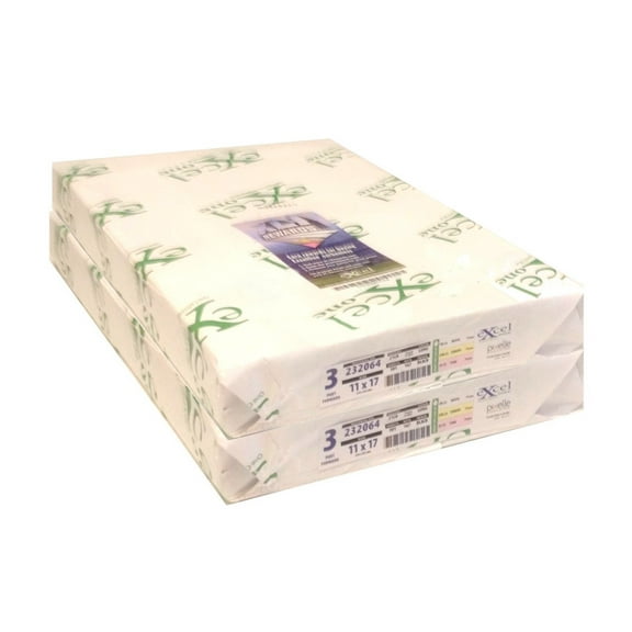 Excel One Carbonless 3-Part Forward Paper (White/Canary/Pink), 11" x 17" (232064) - Two (2) Reams (334 Sets/1002 Sheets)