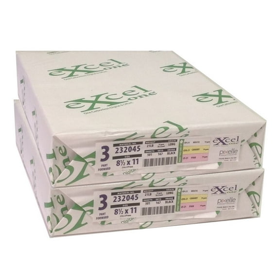 Excel One Carbonless 3-Part Forward Paper (White/Canary/Pink), 8.5" x 11" (232045) - 167 Sets Per Ream -Two (2) Reams (334 Sets)