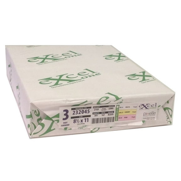 Excel One Carbonless 3-Part Forward Paper (White/Canary/Pink), 8.5" x 11" (232045) - One (1) Ream (167 Sets)