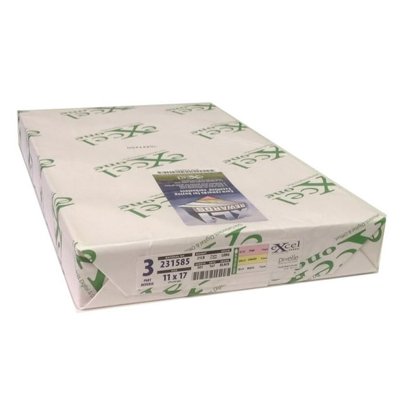 Excel One Carbonless 3-Part Reverse Paper (Pink/Canary/White), 11" x 17" (231585) - One (1) Ream (167 Sets)
