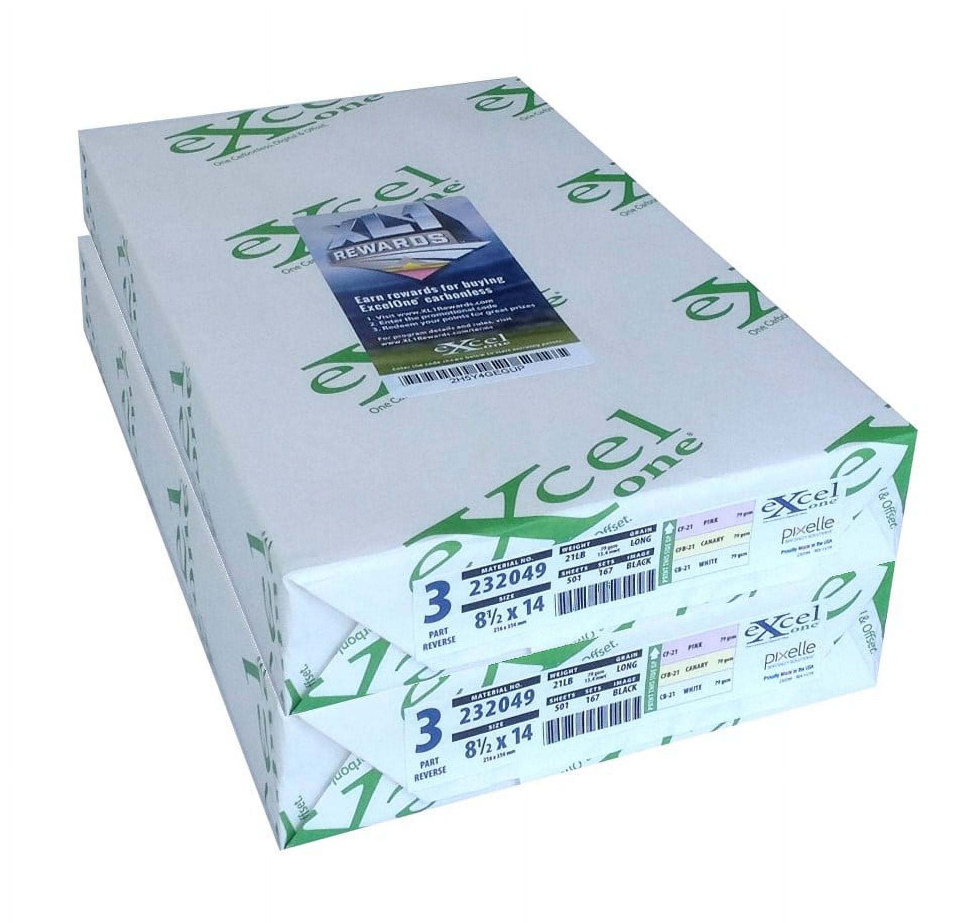 Excel One™ Carbonless 3-Part Reverse Paper (Pink/Canary/White), 8.5" x 14" (232049) - 167 Sets Per Ream - Two (2) Reams (334 Sets)
