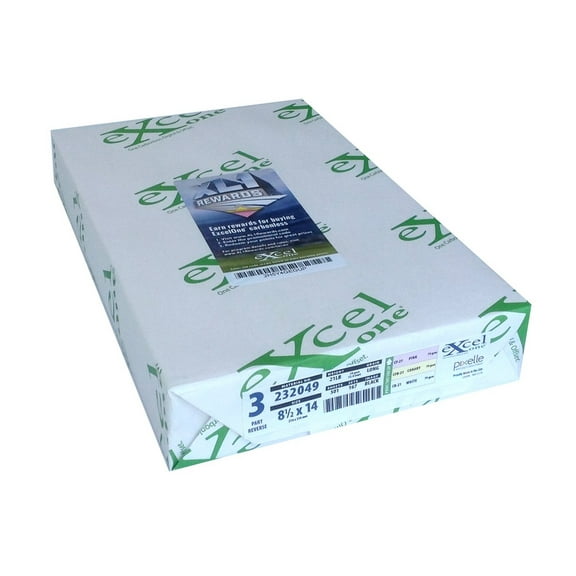 Excel One Carbonless 3-Part Reverse Paper (Pink/Canary/White), 8.5" x 14" (232049) - One (1) Ream (167 Sets)