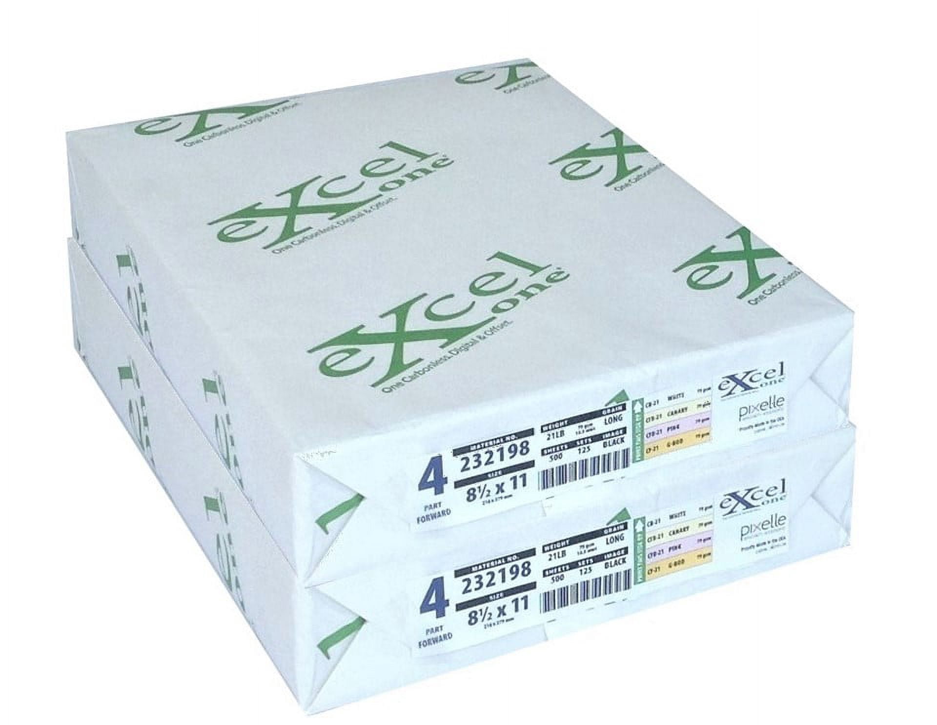 Excel One™ Carbonless 4-Part Forward Paper (White/Canary/Pink/Gold), 8.5" x 11" (232198) - 125 Sets Per Ream - Two (2) Reams (250 Sets)