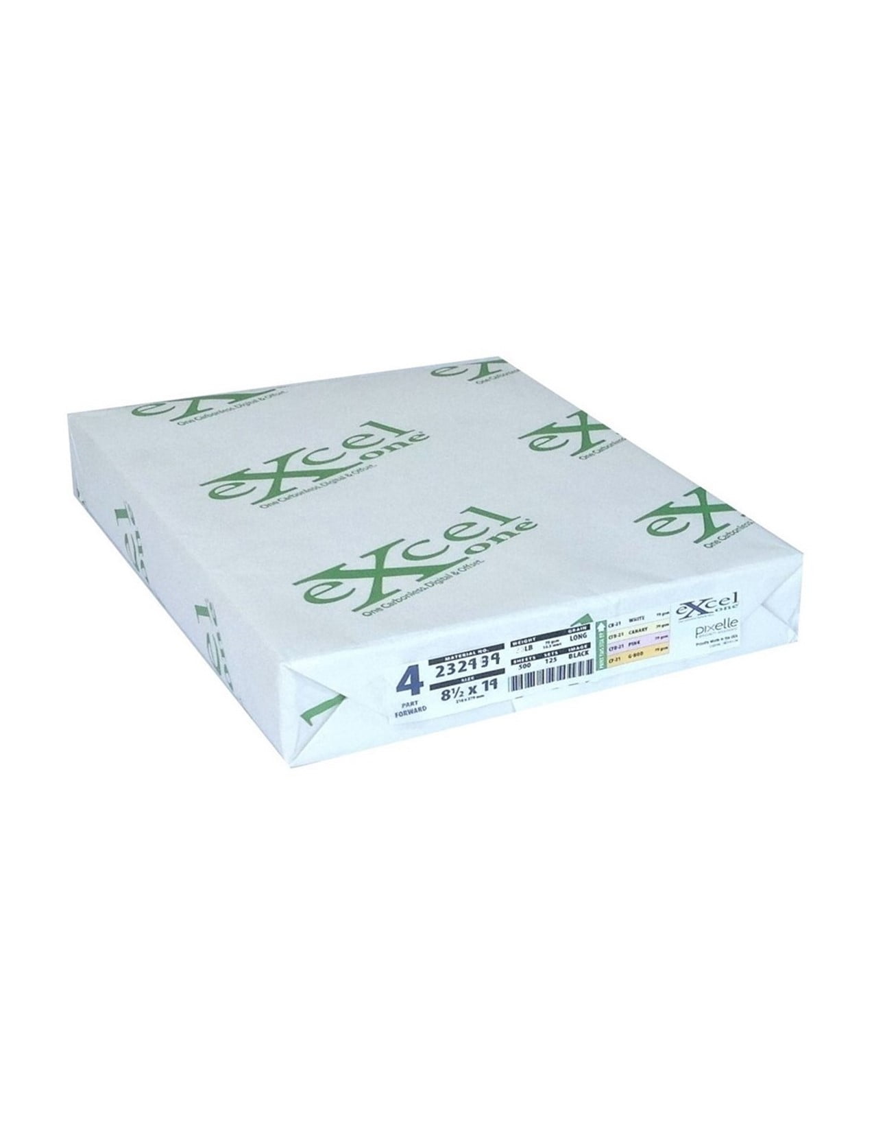 Excel One Carbonless 4-Part Forward Paper (White/Canary/Pink/Gold), 8.5" x 14" (232434) - One (1) Ream (125 Sets)