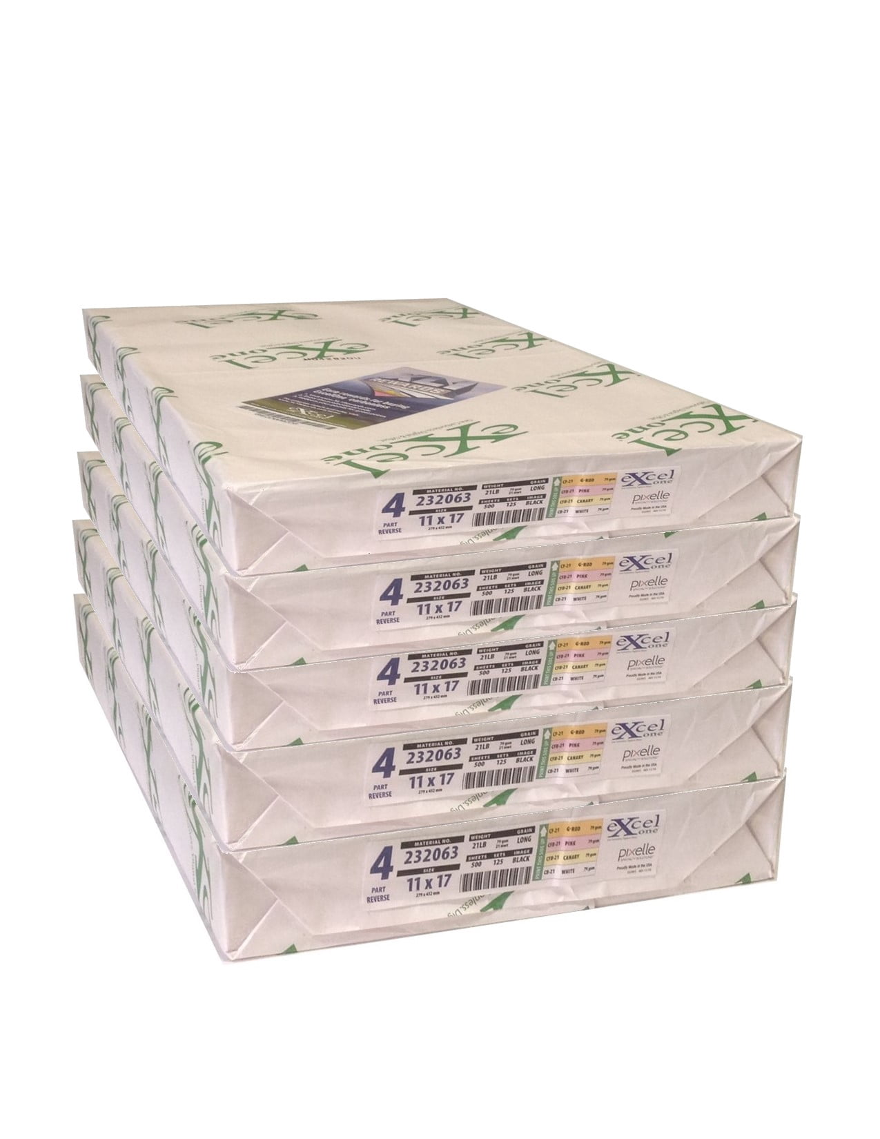 Excel One™ Carbonless 4-Part Reverse Paper (Gold/Pink/Canary/White), 11" x 17" (232063) - 125 Sets Per Ream - Case of Five (5) Reams (625 Sets)