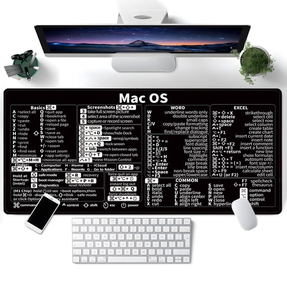 Excel Shortcut Keys Desk Mat, Large Office Mouse Pad