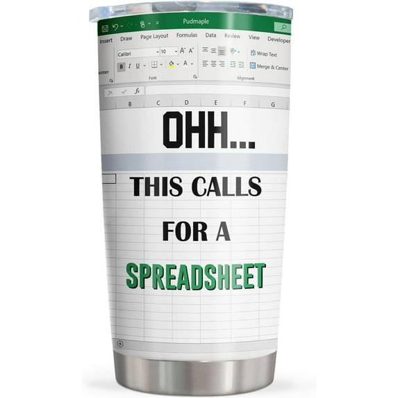 Excel Spreadsheet Tumbler 20oz Funny Accountant Gifts, "This Calls for a Spreadsheet," Ideal for CPA, CFO, Coworkers, Adds Humor to Work Life