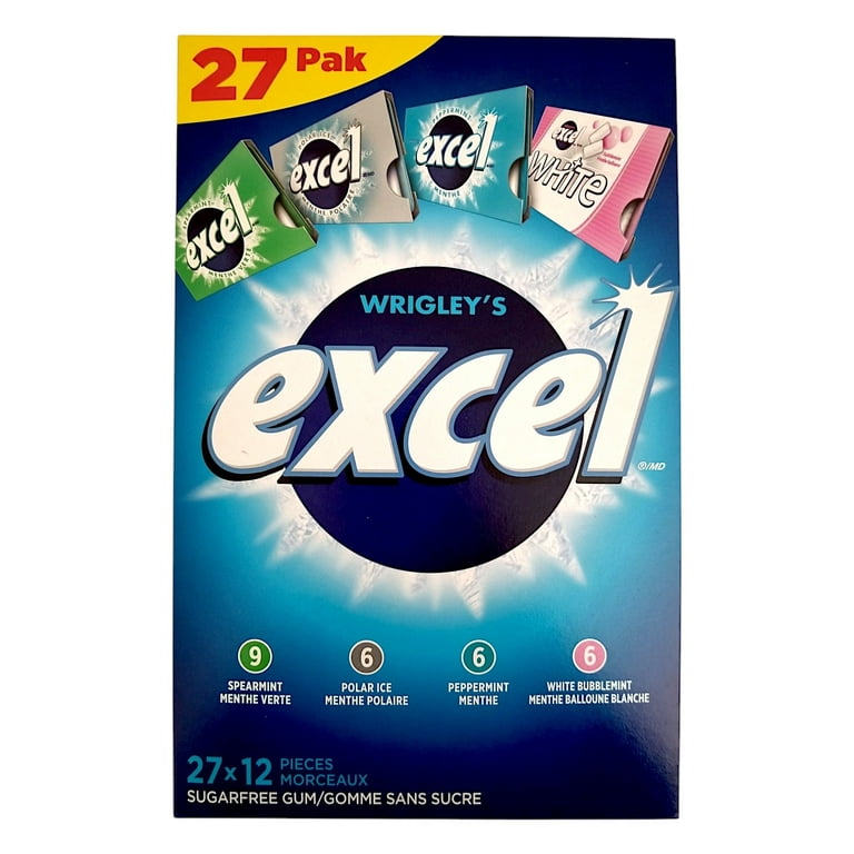 Excel Sugar-Free Gum Variety Pack 27-Pack 324 Pieces (Spearmint
